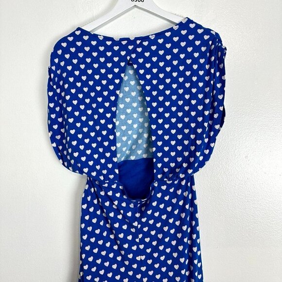 FREE PEOPLE Lakeside Mini Printed Dress in Bluebell Combo Hearts Size Large - Picture 11 of 14